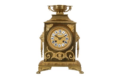 Lot 34 - A LATE 19TH CENTURY FRENCH GILT BRONZE MANTEL CLOCK BY LAVASSORT OF PARIS