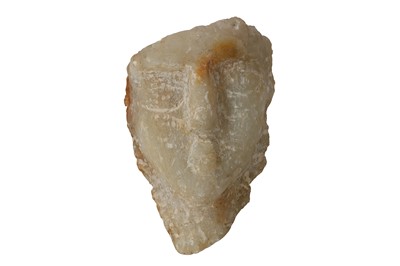 Lot 6 - A SOUTH ARABIAN ALABASTER HEAD OF A MAN, CIRCA 1ST CENTURY B.C.- 1ST CENTURY A.D.