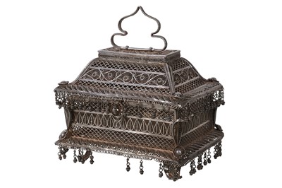 Lot 80 - A LATE 19TH CENTURY OTTOMAN SILVER FILIGREE CASKET