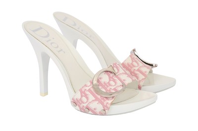 Lot 36 - Christian Dior Pink Monogram Mules - Size 35.5