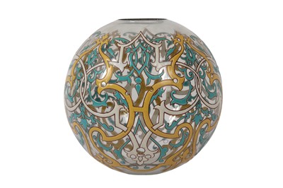 Lot 96 - A LATE 19TH CENTURY AUSTRIAN ENAMELLED GLASS LIGHT SHADE IN MANNER OF LOBMEYER