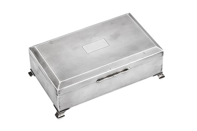 Lot 38 - A George VI Art Deco sterling silver cigarette box, Birmingham 1946 by Morris and Baker
