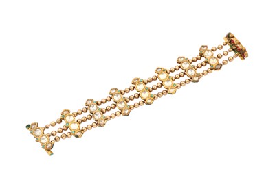Lot 345 - AN ENCRUSTED AND ENAMELLED BRACELET