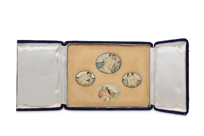 Lot 1020 - λ FOUR EROTIC MINIATURES ON IVORY