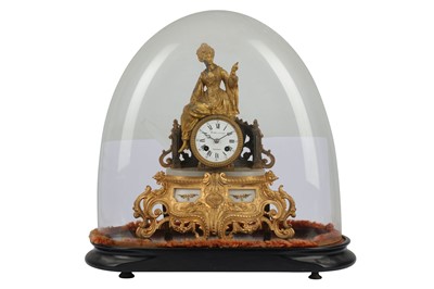 Lot 373 - A Womelsdorf Clermont two train mantel clock