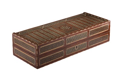 Lot 262 - λ A PORTABLE MICRO-MOSAIC KHATAMKARI BACKGAMMON BOARD