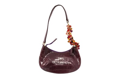 Lot 50 - Versace Purple Croc Embossed Mini Shoulder Bag