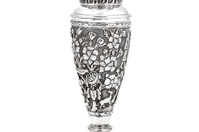 Lot 240 - An early 20th century Iranian (Persian) silver vase, Shiraz circa 1930