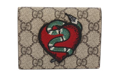 Lot 177 - Gucci Beige Supreme Heart & Snake Wallet