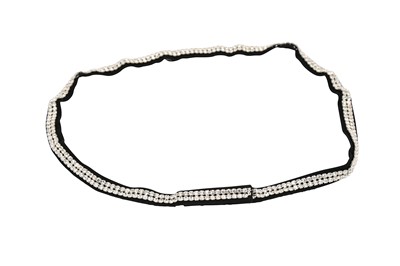 Lot 348 - DOLCE & GABBANA BLACK GROSGRAIN RHINESTONE BELT - SIZE 36