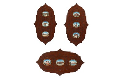Lot 353 - λ SIX INDIAN ARCHITECTURAL IVORY MINIATURES