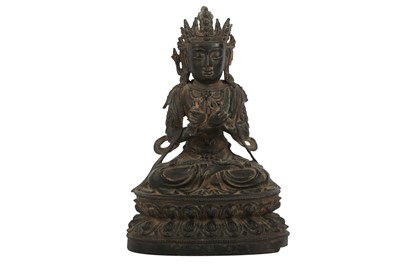 Lot 757 - A CHINESE BRONZE FIGURE OF BUDDHA VAJRADHARA.