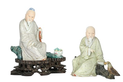 Lot 212 - TWO CHINESE FAMILLE ROSE SCHOLAR FIGURES.