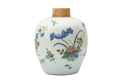 Lot 447 - A CHINESE WUCAI 'BLOSSOMS' JAR.