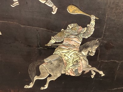 Lot 273 - A CHINESE COROMANDEL LACQUER 'WARRIORS' PANEL.
