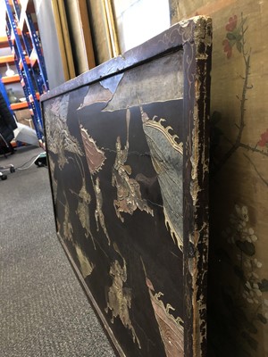 Lot 273 - A CHINESE COROMANDEL LACQUER 'WARRIORS' PANEL.