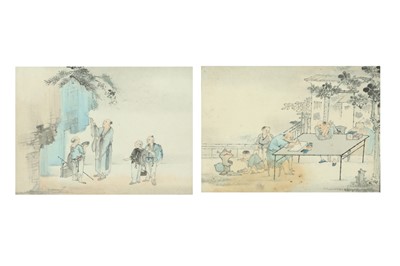 Lot 646 - TWO CHINESE INK PAINTINGS OF SCENES FROM THE ELEGANT GATHERING IN THE WESTERN GARDEN.