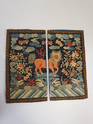 Lot 369 - A PAIR OF CHINESE MILITARY OFFICIAL'S QILIN RANK BADGES, BU ZI.