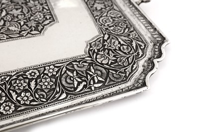Lot 106 - An early 20th century Anglo – Indian unmarked silver twin handled tray, Kashmir circa 1910