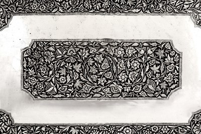 Lot 106 - An early 20th century Anglo – Indian unmarked silver twin handled tray, Kashmir circa 1910