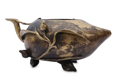 Lot 506 - A CHINESE BRONZE 'PEACH' INCENSE BURNER.