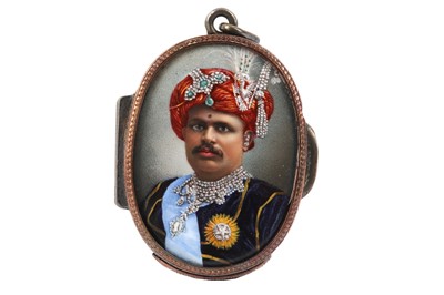 Lot 378 - AN OVAL MINIATURE OF MAHARAJA RAOL TAKHTSINGHJI JASWANTSINGHJI, THAKUR SAHIB OF BHAVNAGAR (1858 - 1896)