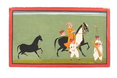 Lot 363 - A RAJPUT NOBLEMAN ON HORSEBACK