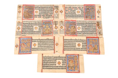 Lot 380 - SEVEN ILLUSTRATED LOOSE FOLIOS FROM A JAIN MANUSCRIPT