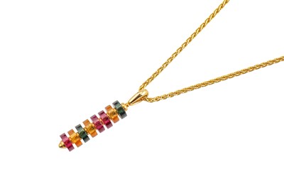 Lot 1283 - Jade Jaggar for Garrard | A multi-gem necklace and earring suite, 2002
