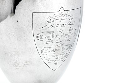 Lot 134 - A mid-19th century Indian colonial silver standing cup, Calcutta dated 1867 by Hamilton & Co