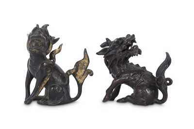 Lot 491 - TWO BRONZE 'QILIN' FINIALS.