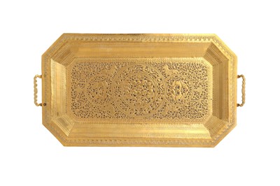 Lot 389 - AN OPENWORK BRASS TRAY