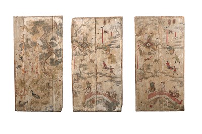 Lot 275 - A SET OF THREE CHINESE WALLPAPER PANELS.