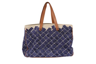 Lot 93 - Bottega Veneta Blue Baltic Print Canvas Tote