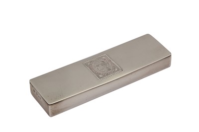 Lot 20 - A Victorian sterling silver and enamel quadruple stamp box, London 1890 by Wright & Davies