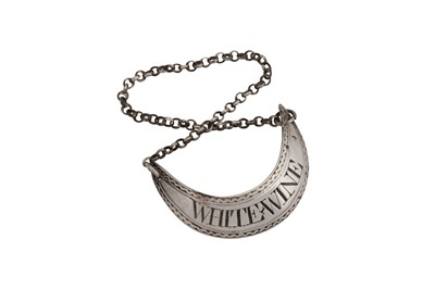 Lot 18 - A George III sterling silver wine / decanter label, London circa 1790 by John Rich