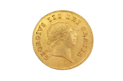 Lot 79 - Half guinea, 1806 George III seventh laureate bust, R; crowned quartered shield within garter above date.