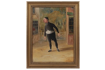 Lot 426 - AN EARLY VICTORIAN PRIMITIVE SCHOOL PAINTING OF THEATRICAL INTEREST