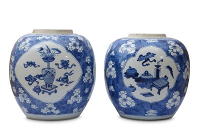 Lot 430 - TWO CHINESE BLUE AND WHITE JARS.