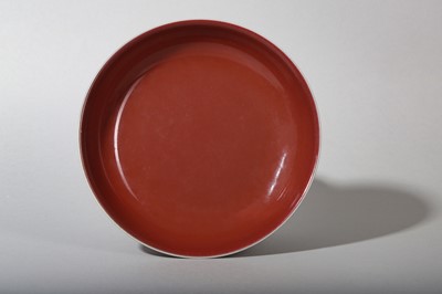 Lot 5 - A CHINESE COPPER RED-GLAZED DISH.
