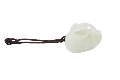 Lot 697 - A CHINESE WHITE JADE 'QUAILS' CARVING.