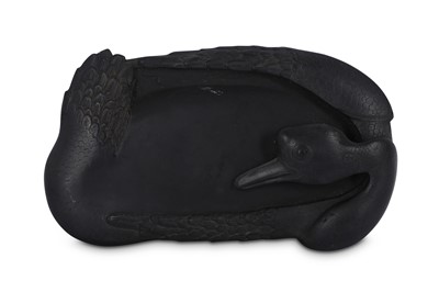 Lot 542 - A CHINESE 'GOOSE' INKSTONE.