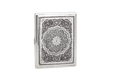 Lot 297 - Ambassadorial - A mid-20th century Iranian (Persian) silver cigarette case, Isfahan circa 1960-70 mark of Rasool Parvaresh