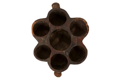 Lot 65 - AN ANCIENT CHINESE PERIOD CARVED WOODEN CEREMONIAL LOTUS BOWL