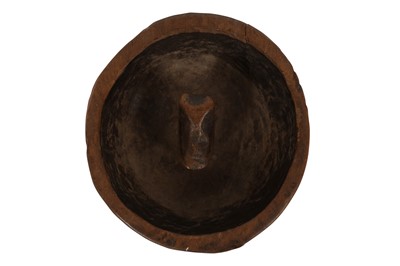 Lot 66 - AN ANCIENT CHINESE PERIOD CARVED WOODEN 'BUFFALO' BOWL