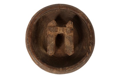 Lot 68 - AN ANCIENT CHINESE PERIOD CARVED WOODEN 'BUFFALO' BOWL