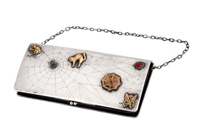 Lot 146 - A Nicholas II Russian 84 zolotnik (875 standard) silver gold, enamel and gem set purse, Moscow 1898-1908 by Pavel Mikhailovich Volkov (est. 1868)