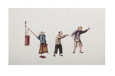 Lot 443 - A CHINESE PITH PAPER ALBUM.