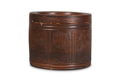 Lot 525 - A CHINESE YIXING ZISHA 'EIGHT IMMORTALS' TEA CADDY AND COVER.
