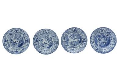 Lot 691 - FOUR CHINESE KRAAK PORCELAIN 'BIRD' DISHES.